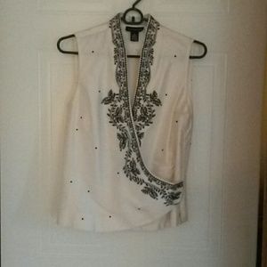 Ann Taylor 100%silk embroidered blouse/Rayon